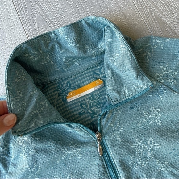 Lucy Tech Half Zip Floral Embroidered Pullover Top - Picture 3 of 7